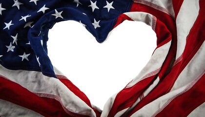 The national flag of the United States of America folded into a heart shape, a powerful symbol of love, patriotism, and national pride