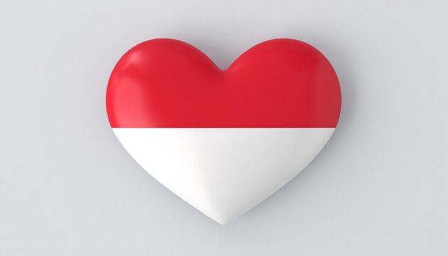 A 3D heart shape representing the Indonesian flag, symbolizing love and national pride