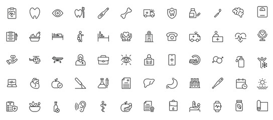Healthcare, Medical and Medicine related editable line icon set. modern icon illustration collection.