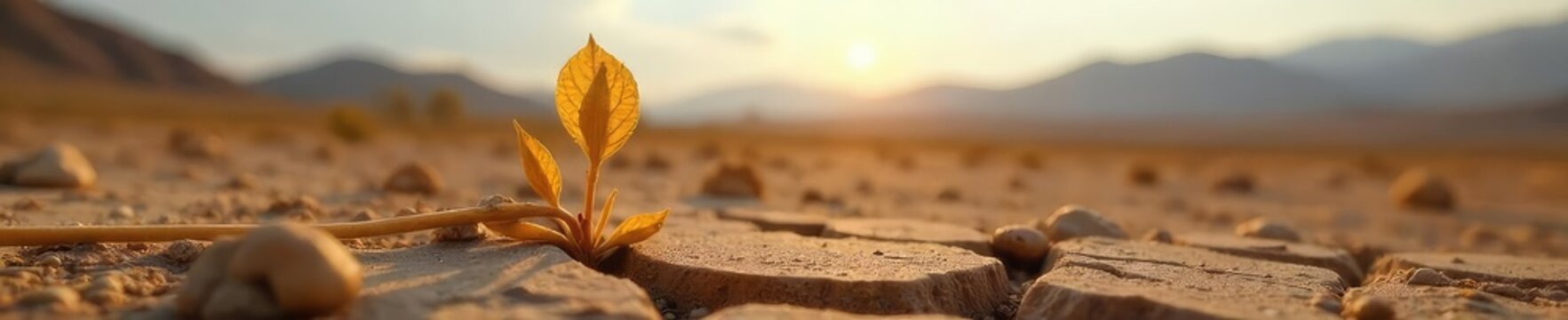 Close-up of a cracked, dried-out plant, symbolizing a painful, abrupt ending; desolate, arid landscape in the background , loss, earth, bitter