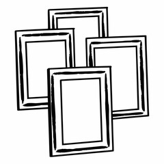 Minimilist a group of five rectangular frames with thick black borders arranged in a staggered formation design sketch vector