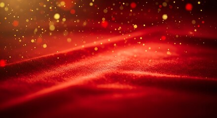 Abstract Red Background with Bokeh Lights and Streaks.