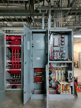 Electric room in industrial,selective focus.Turnaround or PM maintenace electric.	