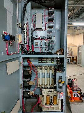 Electric room in industrial,selective focus.Turnaround or PM maintenace electric.	