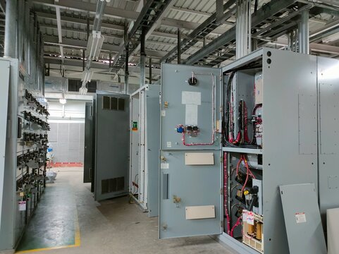 Electric room in industrial,selective focus.Turnaround or PM maintenace electric.	