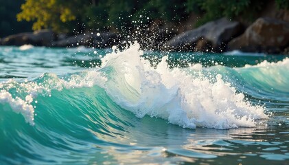 Joyful splashes of vibrant water, capturing the essence of life and energy in motion Perfect for themes of freshness, vitality, and pure, untamed nature , droplet, splash