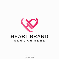Modern Pink Line Art Heart Brand Logo