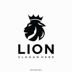 Modern Lion Head Profile Logo in Black and White