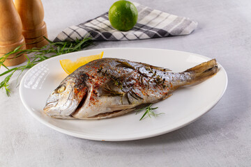 Baked dorada fish with spices
