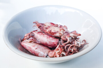 Cumi Asin mentah or raw fresh salted squid or salted cuttle fish.