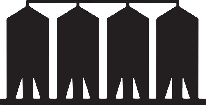 Four agricultural grain silos storage with metal container vector illustration
