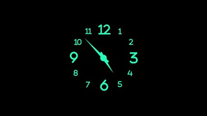 Smooth Animated Time Lapse of Analog Clock Face Isolated