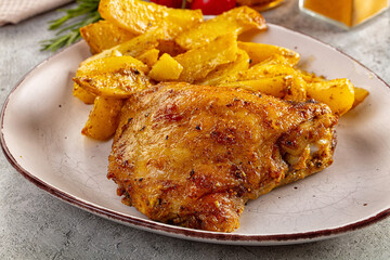 Baked chicken thighs with potatoes