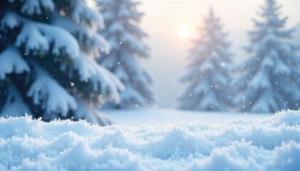 Soft, fluffy snowflakes gently descend on a tranquil winter landscape, blanketing the ground in a pristine layer of white Perfect for winter, holiday, or nature themes , snowfall, tranquility