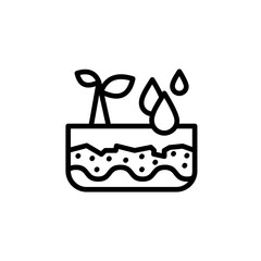Soil Moisture and Water Retention in Agriculture line icon style