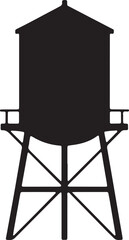 Silhouette illustration of water tower construction isolated structure for industry design