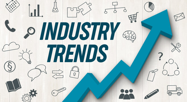 Ascending arrow with icons - Industry trends