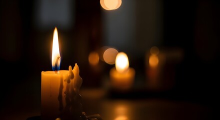 Candlelight illuminates a dark room creating a warm and peaceful ambiance perfect for meditation and relaxation visuals