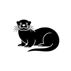 Minimalist Otter Illustration, Wildlife Vector Silhouette Design