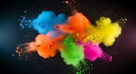 Naklejka premium Vibrant color powder explosion abstract cloud splash burst design