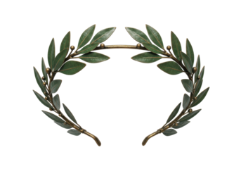 Isolated olive wreath, symbolic of victory, success and peace, with no background