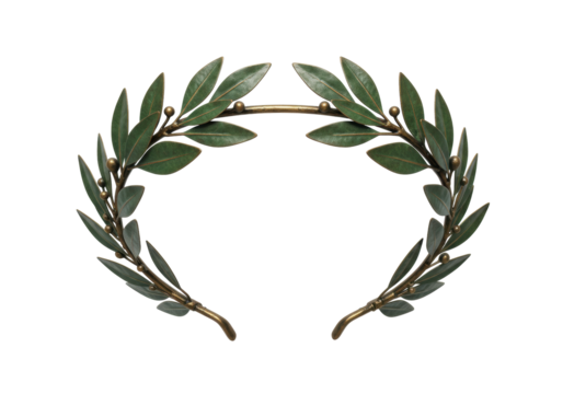 Isolated olive wreath, symbolic of victory, success and peace, with no background