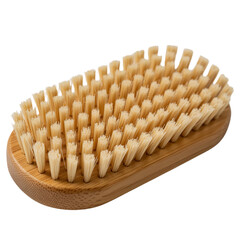 Oval Wooden Scrub Brush with Natural Bristles on a White Background graphic design isolated on a transparent background