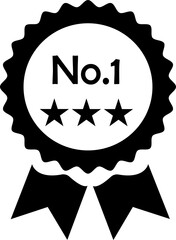 Black Ribbon Badge Icon with three star  Number one Award Vector Illustration