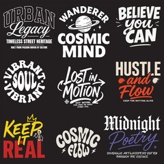 Fototapeta premium Motivational Typography Shirt Collection, positive Quote Tee, inspiration lettering Art, motivation saying text