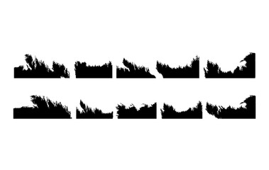 Obraz premium A set of black grunge brush stroke rectangular textures isolated on a white background. Perfect for adding a rough edge, distressed effect, or handmade artistic touch to your creative projects