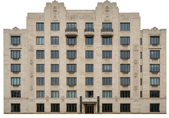 Fototapeta premium Isolated sandstone facade, vintage apartment building, classic urban residential architecture