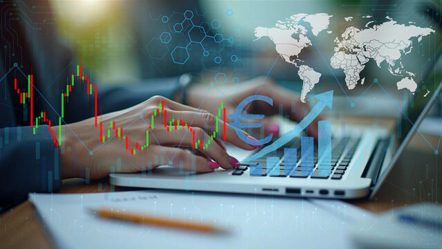 Global Financial Growth and Stock Market Analysis on Laptop