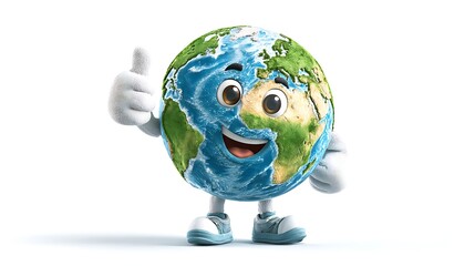 Earth globe world mascot cartoon isolated on the white background 