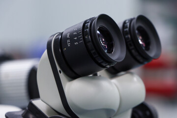 Closeup shot of Surgical microscope in hospital.