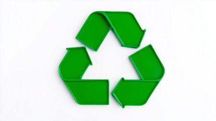Obraz premium Three-arrow green recycling emblem promoting sustainable habits, environmental awareness, and responsible resource use