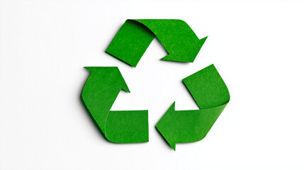 Obraz premium logotipo de reciclagem verde em estilo 3d sobre fundo branco, ilustração minimalista de sustentabilidade, preservação do planeta, redução de lixo e projetos de responsabilidade socioambiental