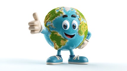 Earth globe world mascot cartoon isolated on the white background 