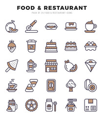 Food and Restaurant Icon Bundle 25 Icons for Websites and Apps