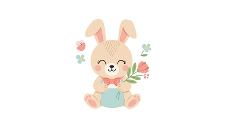 Fototapeta premium Illustration of a curled up, sleeping fox with orange fur and white markings, resting on a soft, neutral-colored cloud.