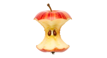 Apple Core with Seeds Isolated on Black Keywords: apple core, apple stub, apple remains, fruit