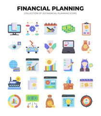 Financial Planning Icons. A Comprehensive Guide to Budgeting. Investing. and Financial Growth