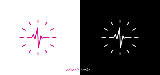 Editable stroke heart diagram, cardiogram set, heartbeat line vector design to use for healthcare, healthy lifestyle, medical laboratory, cardiology project.