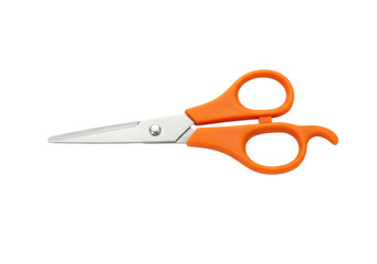 Isolated orange handled scissors for cutting paper and fabric in crafts and small projects