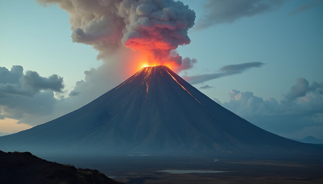 Volcano with smoke clouds – used in power or emotion metaphors - Powered by Adobe