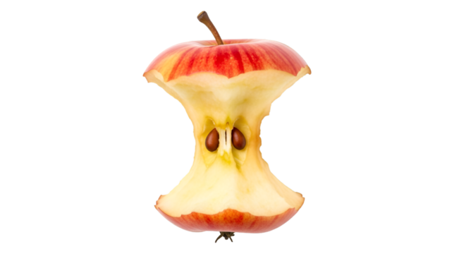 Bitten Apple Core with Seeds fruit food