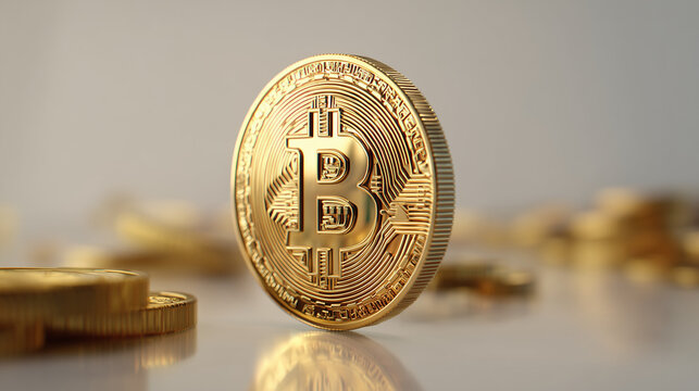 Bitcoin dourado iluminado sobre fundo brilhante simboliza a revolução financeira das criptomoedas, investimentos digitais e novos modelos econômicos no mundo moderno