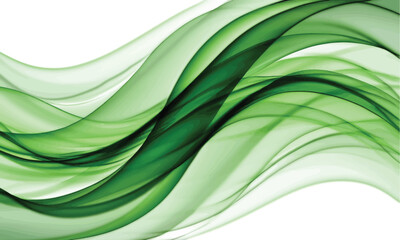 Elegant Green Abstract Wavy Lines Flowing Smoothly on a Clean White Background
