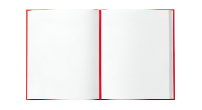 Open Red Book with Blank White Pages Keywords: book, open book, blank pages, white pages, red