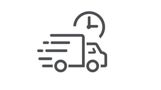 Fast delivery truck, video, icon.
