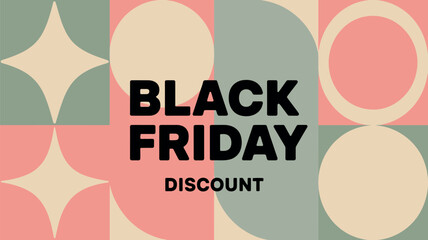 Black Friday Discount Sale with Bold Typography and Geometric Shapes Design